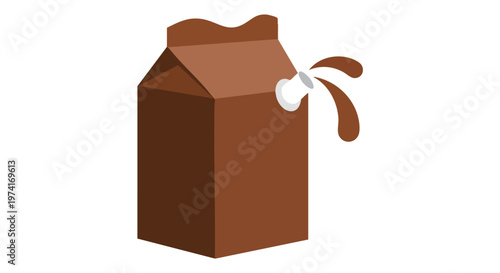 An illustration depicts a carton pouring out a brown liquid. The carton is a dark, warm brown with a white spout. A splash is spilling