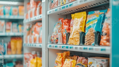 Convenient Indulgence: Fully Stocked Vending Machine in Public Area with Ultra-Processed Foods | Canon EOS R5 Commercial Photography