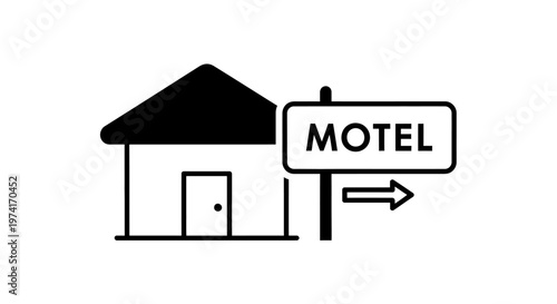 Black and white motel sign house.