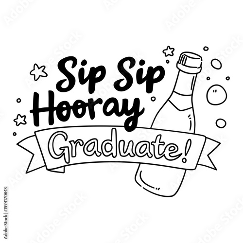 sip sip hooray graduate phrase vector