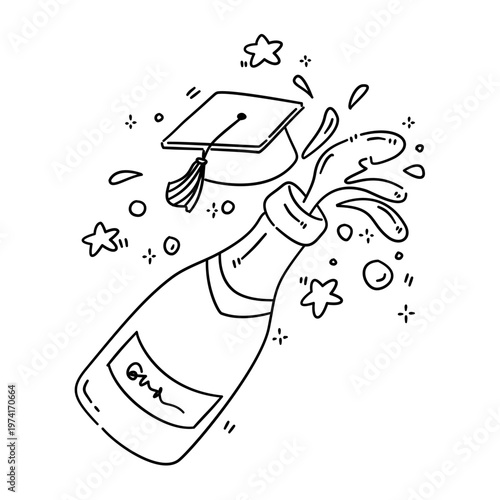 bottle of champagne popped for graduation event
