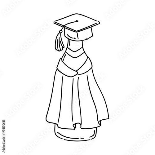 a bottle of champagne dressed in graduation cap and diploma 