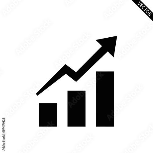 Black vector graph with rising arrow.