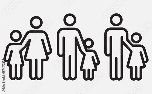  Three generations of family holding hands in a row isolated on transparent background