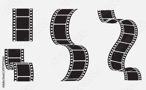  black film strips isolated on transparent background