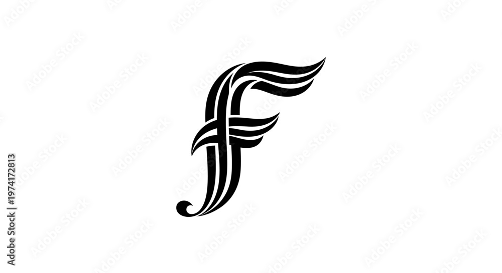 Fototapeta premium Decorative Letter F Typography Design.