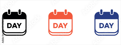 Three stylized 3D calendar day blocks in black, red, and blue colors, ideal for business, scheduling, productivity, and time management visuals in presentations and marketing materials.