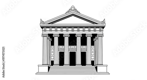 Konstfotografi Classic Building with Columns and Pediment.