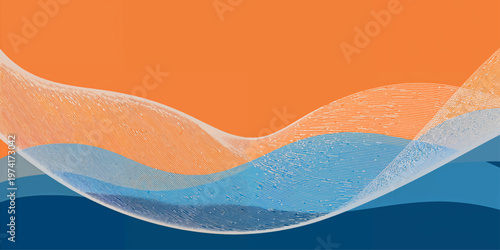Abstract blue wave background with smooth flowing lines and modern vector design blending water and light elements