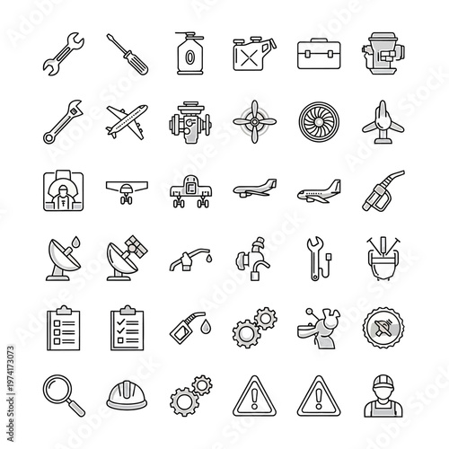 Collection of industrial tools icons.