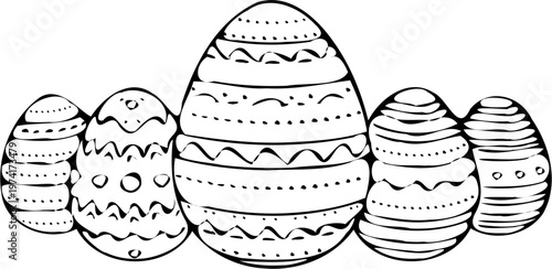 Easter Egg Icon Set, Hand Drawn Decorative Symbols for Spring