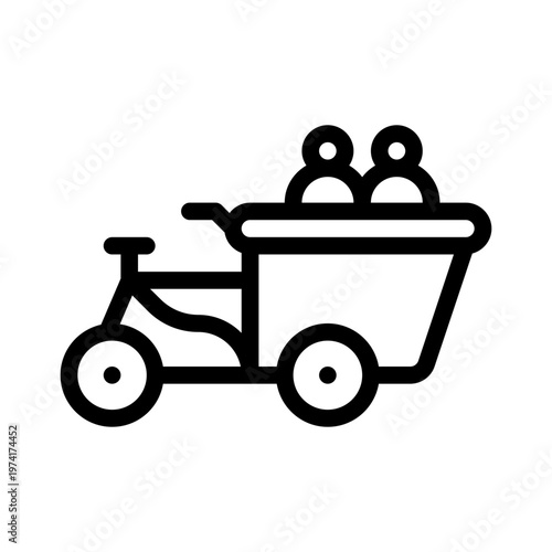 family cargo bike line icon