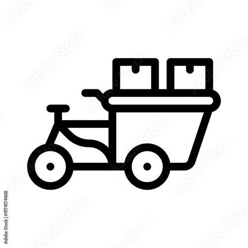 postal cargo bike line icon