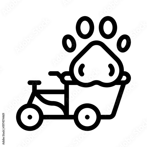 pet cargo bike line icon