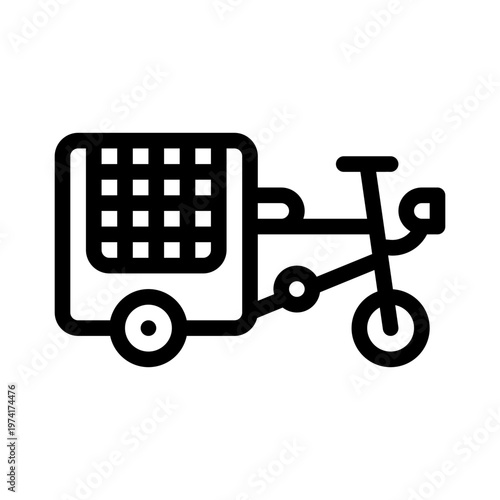 solar cargo bike line icon