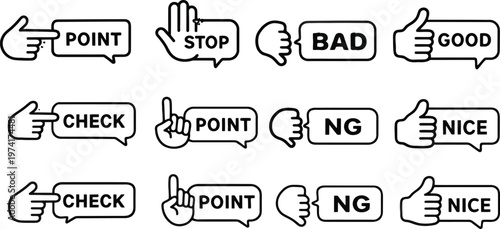 Universal Hand Gesture and Sign Icon Set in Black
Applause icon set four clapping hands outline and solid
