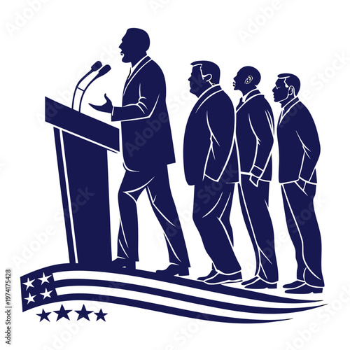 World Leaders Summit Silhouette Vector Global Unity for Political Editorial Design