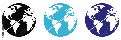 Vibrant globe icon set representing global connections and business growth, international communication symbols, worldwide networking concept, global trade and expansion