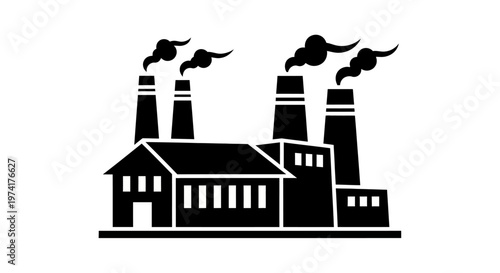 Industrial factory with smokestacks emitting smoke.