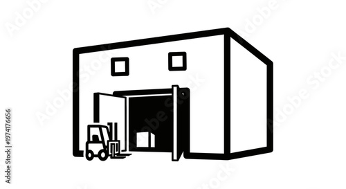 Industrial warehouse with forklift inside.
