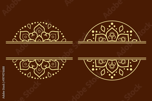Set of frame in eastern tradition. Stylized with henna tattoos decorative pattern for decorating covers for book, notebook, casket, magazine, postcard and folder. Flower border in mehndi style.
