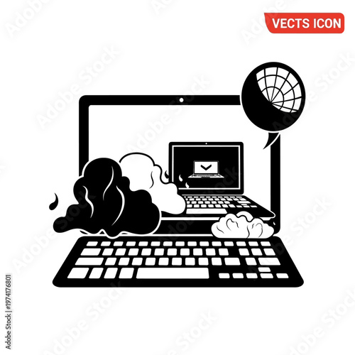 Email on laptop computer screen icon.