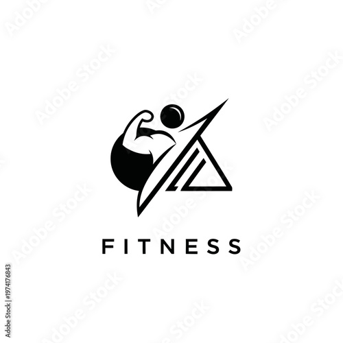 Fitness logo with flexing arm.