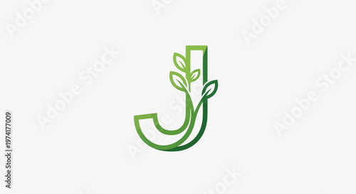 Green letter J with leaf.