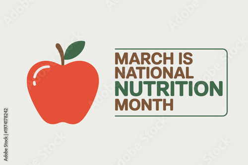 March is National Nutrition Month healthy eating campaign logo with red apple icon
