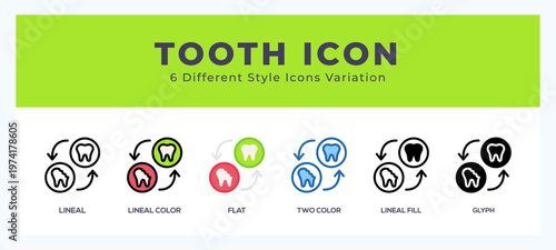 Tooth icons set. Different style of icons simple vector illustration.