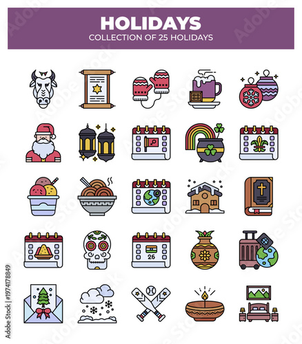 Collection of 25 Holidays. Cultural and Religious Celebrations