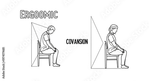 Ergonomic vs Conventional Sitting Posture Comparison.