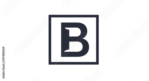 Large black letter B in square.