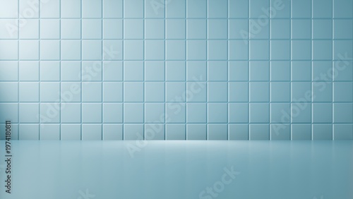 Canvas-taulu Modern blue studio background with square grid tile wall
