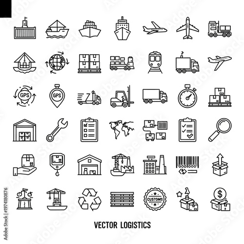 Logistics and transportation icons set.