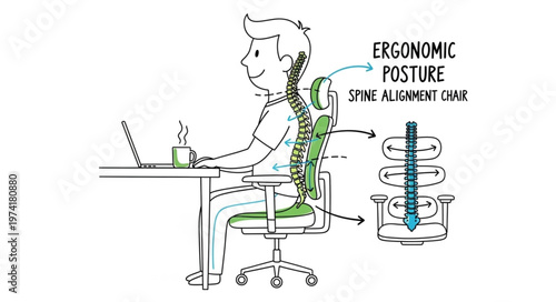 Ergonomic Posture for Healthy Spine Alignment at Work.