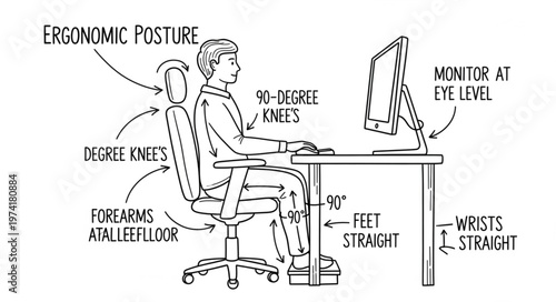 Ergonomic posture for healthy computer work.