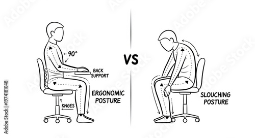 Ergonomic Posture Versus Slouching Posture Comparison.
