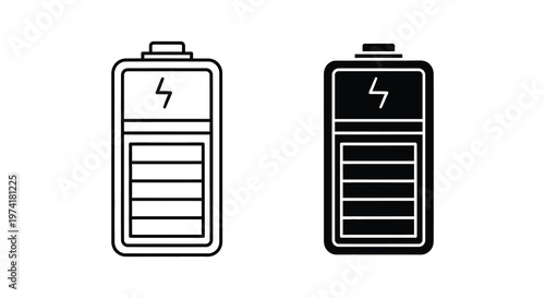Two battery icons displaying different charge levels a clean silhouette
