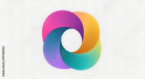 Abstract colorful gradient circular logo design element on white background.