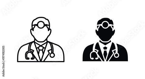 Two depictions of a doctor with stethoscope one a dark silhouette