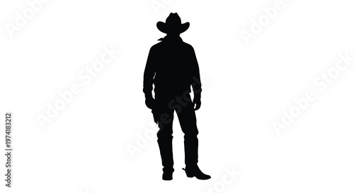 A lone cowboy stands confidently a striking black silhouette high quality