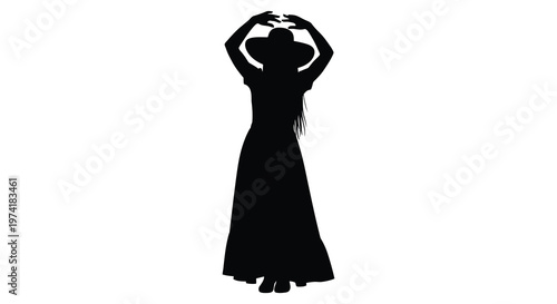 A flamenco dancer performs a passionate pose captured as a striking silhouette