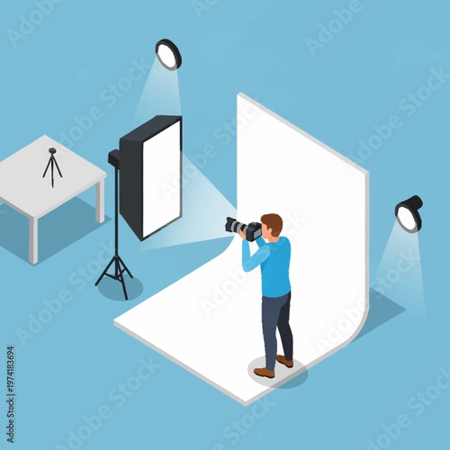 A man taking a photo in a studio.