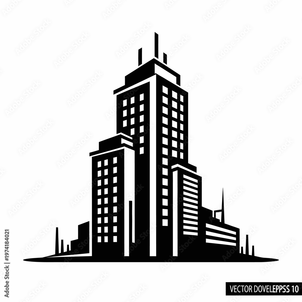 Fototapeta premium Modern city skyscraper building architecture.