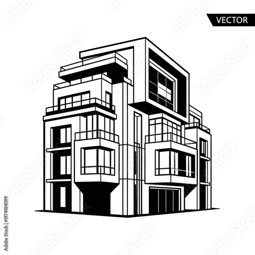 Modern multi storey building architecture design.