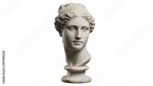 Marble bust, ancient Greek statue, stone sculpture, classical head