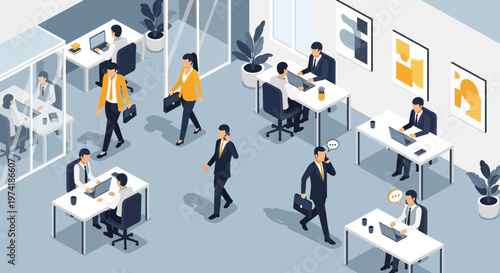 Isometric Business Activity People Set – Office Workers Vector