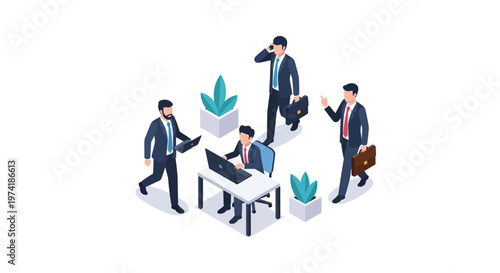 Isometric Business Activity People Set – Office Workers Vector