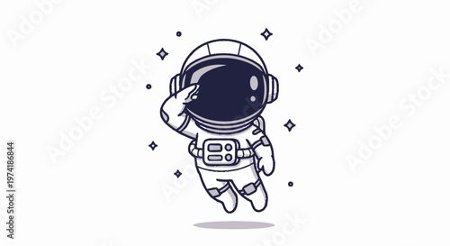 Cute Cartoon Astronaut Floating in Space with Stardust.